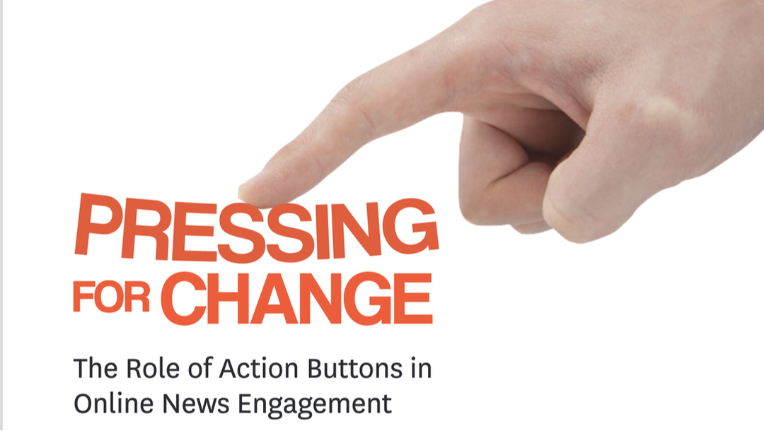 Finger pushing down on Pressing for Change